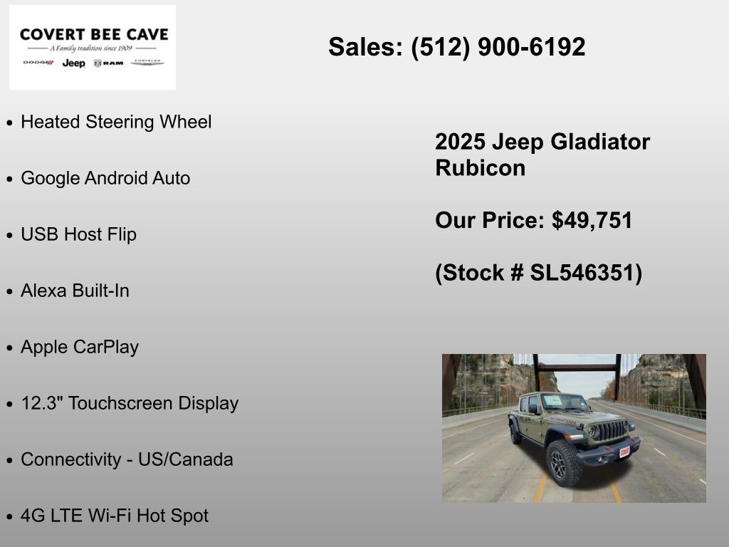 New Car 2025 Jeep Gladiator  Rubicon For Sale Under $50,000 In Austin, Texas