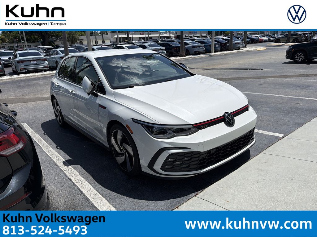 Opal White Pearl 2024 Volkswagen Golf GTI Hatchback Front-Wheel Drive 7-Speed Dual Clutch