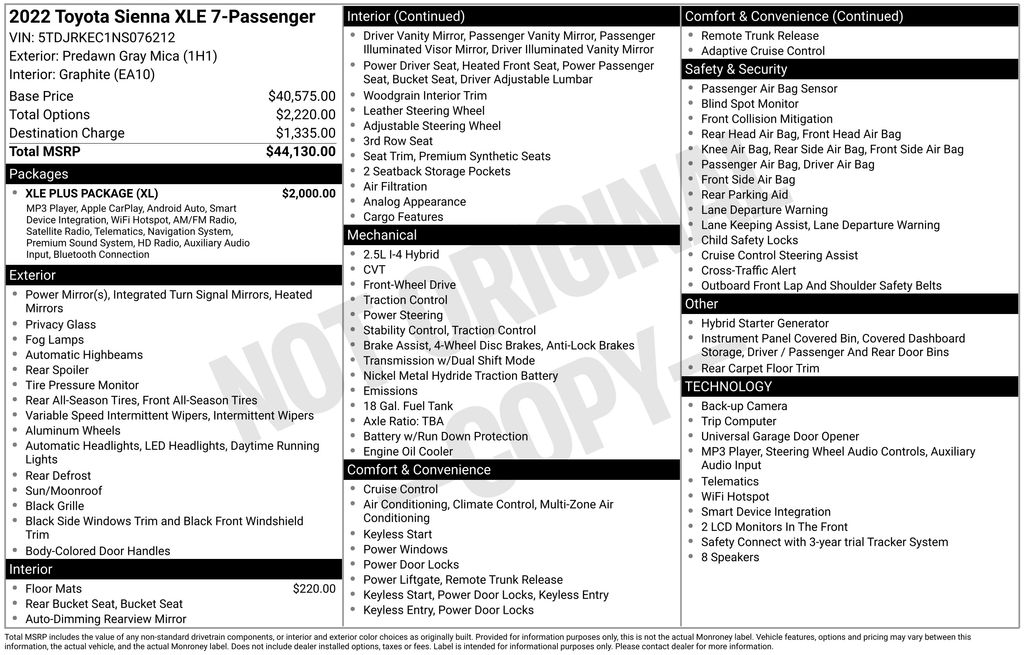 Used 2022 Toyota Sienna Van