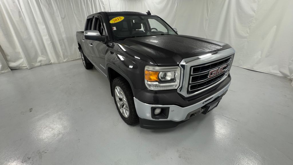 Gray (Iridium Metallic) 2015 GMC Sierra 1500 SLT Crew Cab 4WD Pickup Truck Four-Wheel Drive 6-Speed Automatic Overdrive