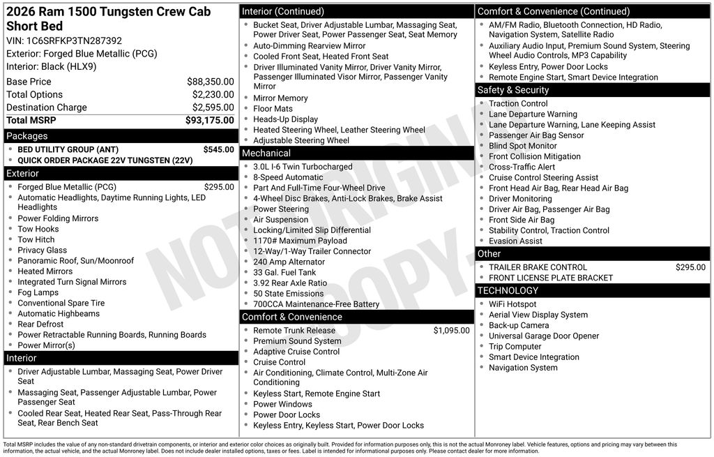 new 2026 Ram 1500 car, priced at $93,175