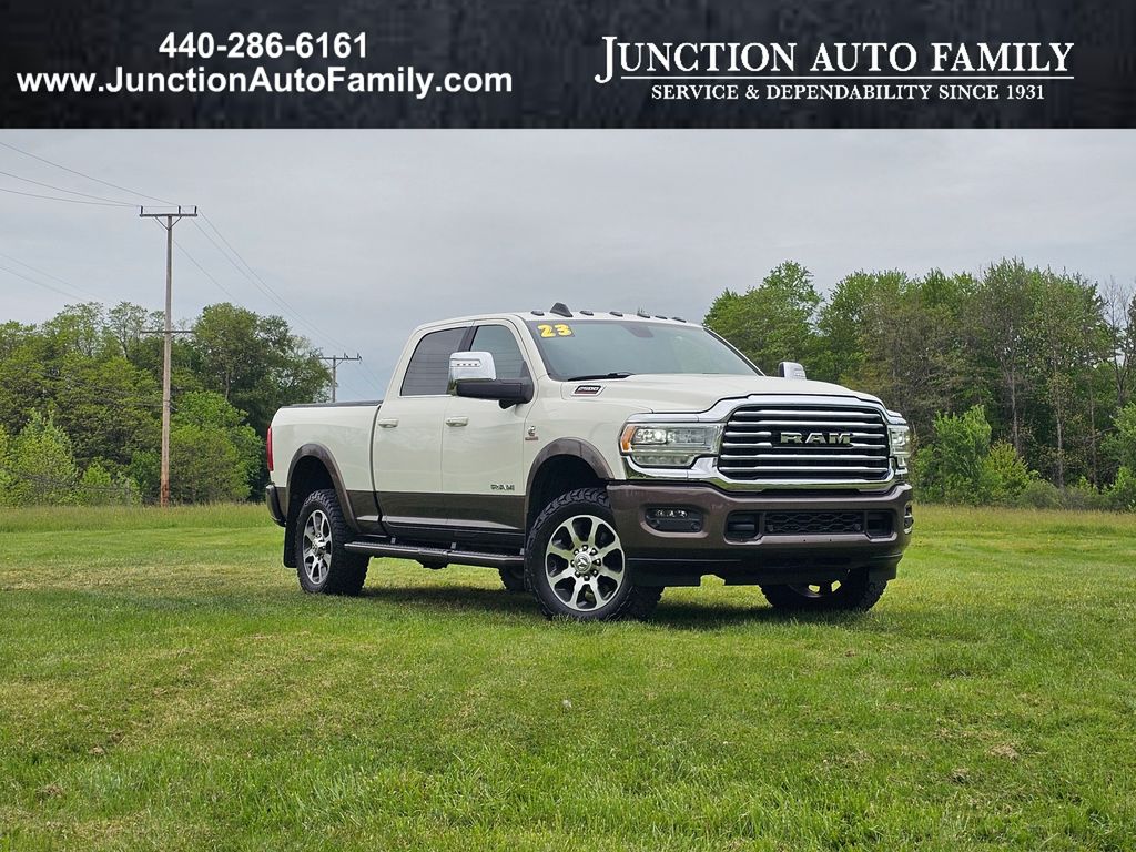 Pearl White 2023 RAM 2500 Limited Longhorn Crew Cab 4WD Pickup Truck Four-Wheel Drive 6-Speed Automatic