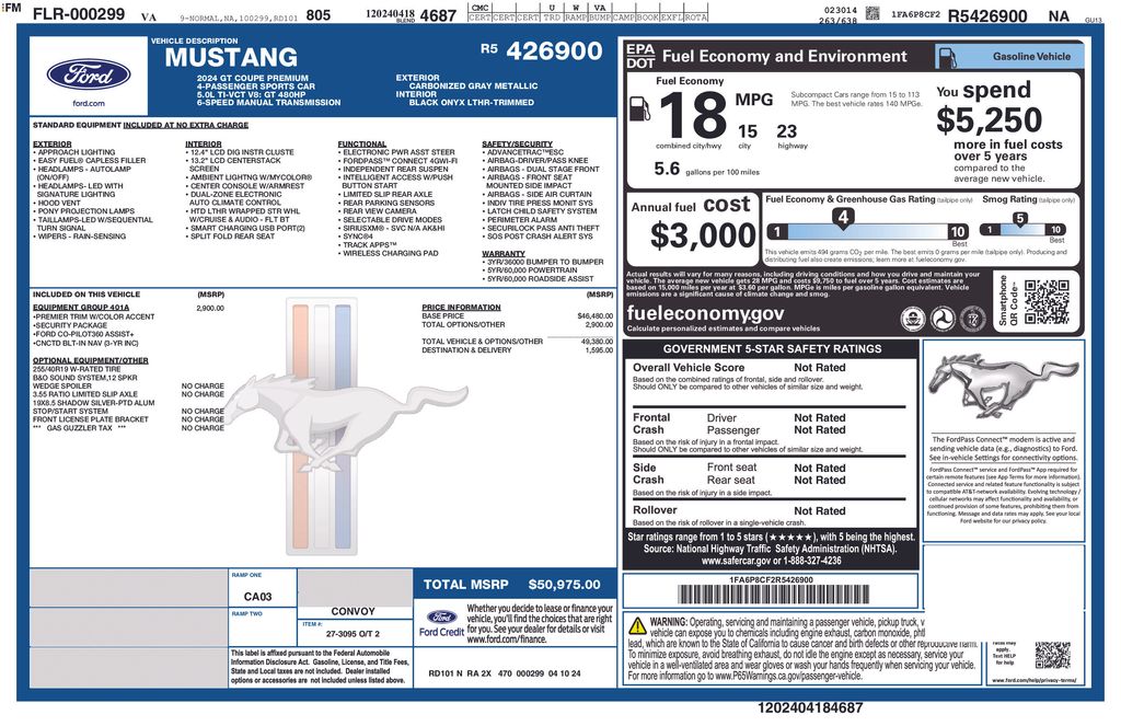2024 Ford Mustang GT Premium Fastback