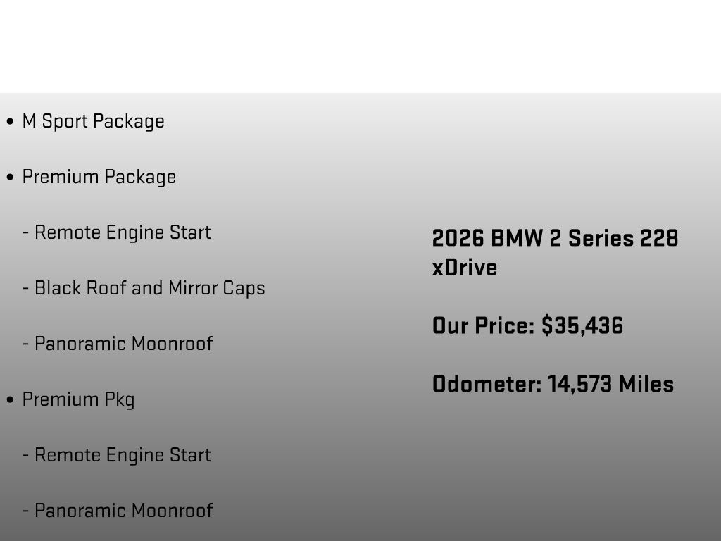 2026 BMW 2 Series 228 Gran Coupe Black at Klick Lewis Buick Chevrolet