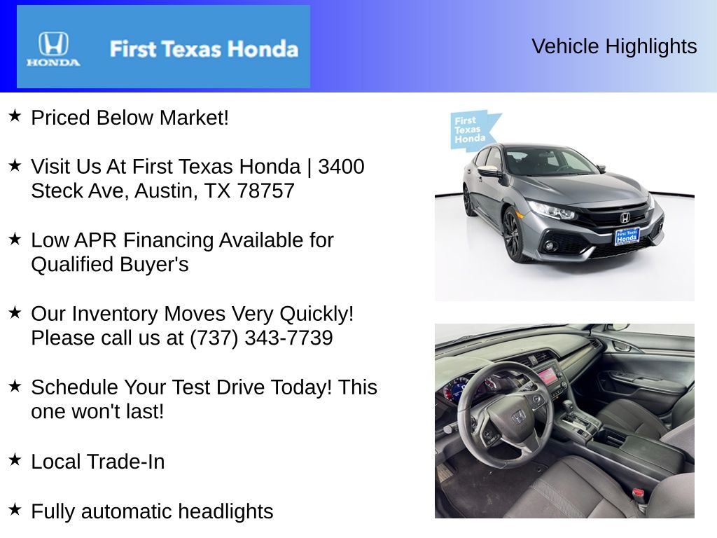 Used Car 2018 Honda Civic  Sport For Sale Under $20,000 In Austin, Texas