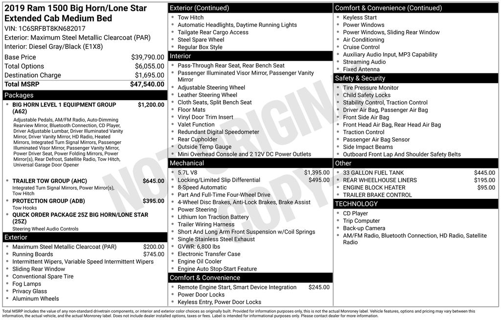 2019 Ram 1500 Big Horn/Lone Star Quad Cab 4x4 6'4" Box