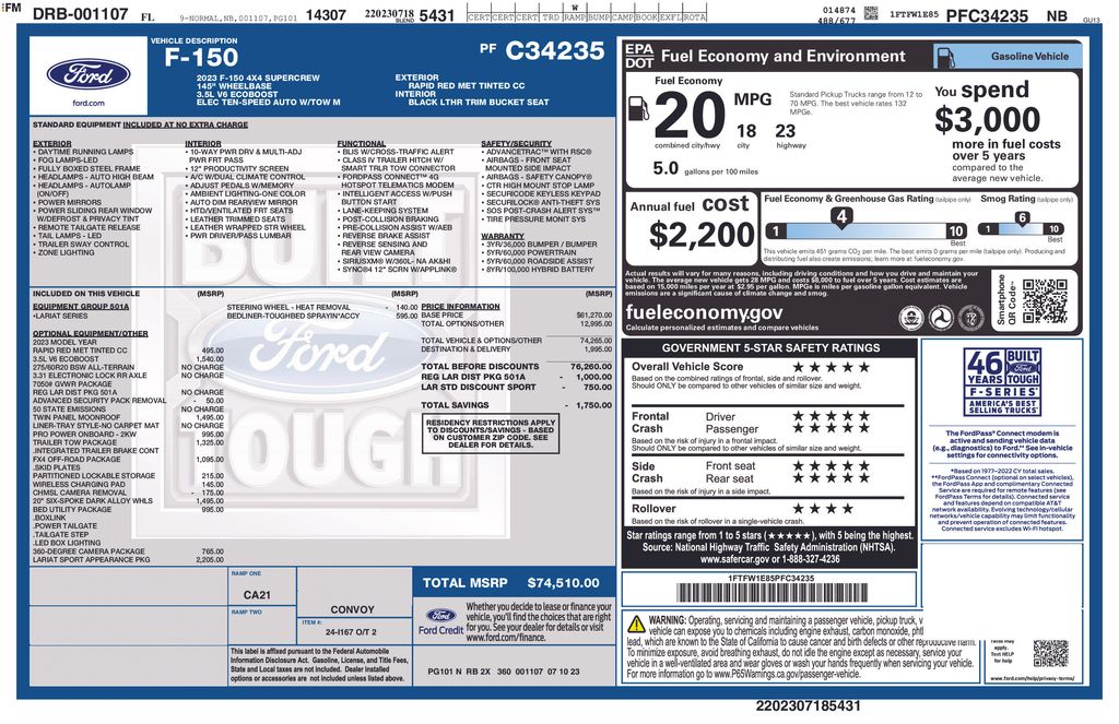 Certified Used 2023 Red Ford Lariat image 7