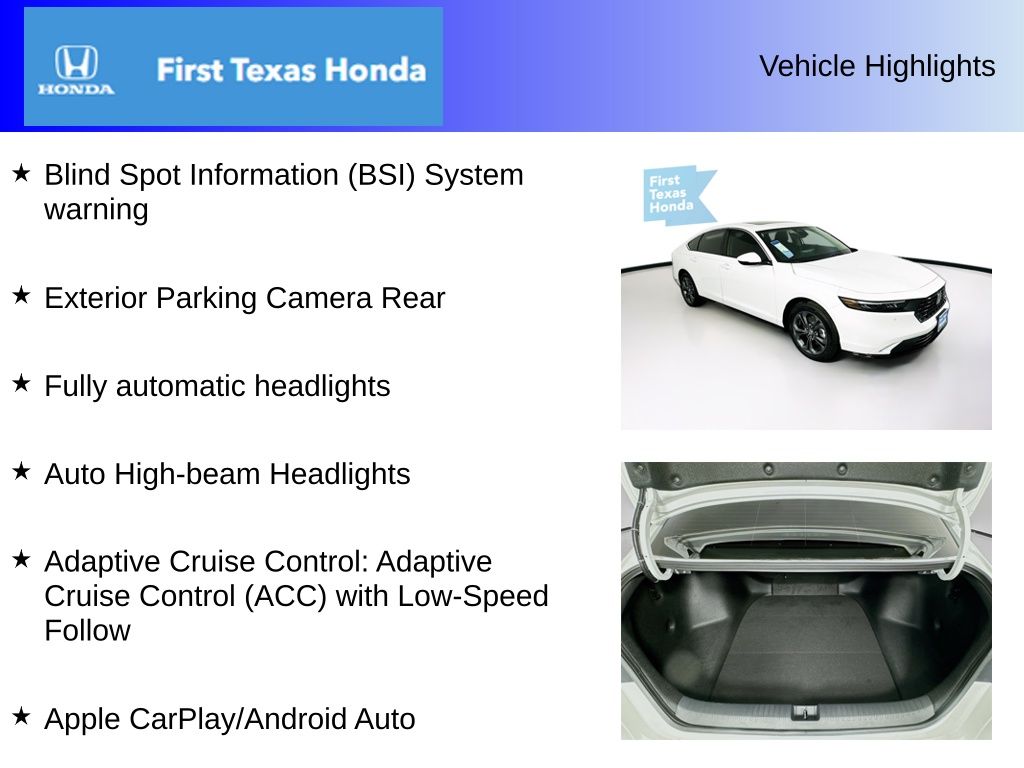 Used Car 2025 Honda Accord Hybrid  Ex-l For Sale Under $35,000 In Austin, Texas