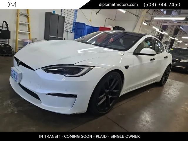 Pearl White Multi-Coat 2022 Tesla Model S Plaid AWD Sedan All-Wheel Drive 1-Speed Automatic