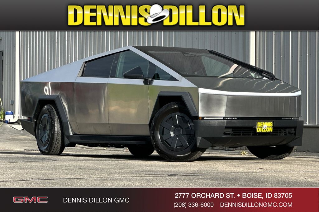 Silver 2025 Tesla Cybertruck Crew Cab AWD Pickup Truck All-Wheel Drive 1-Speed Automatic