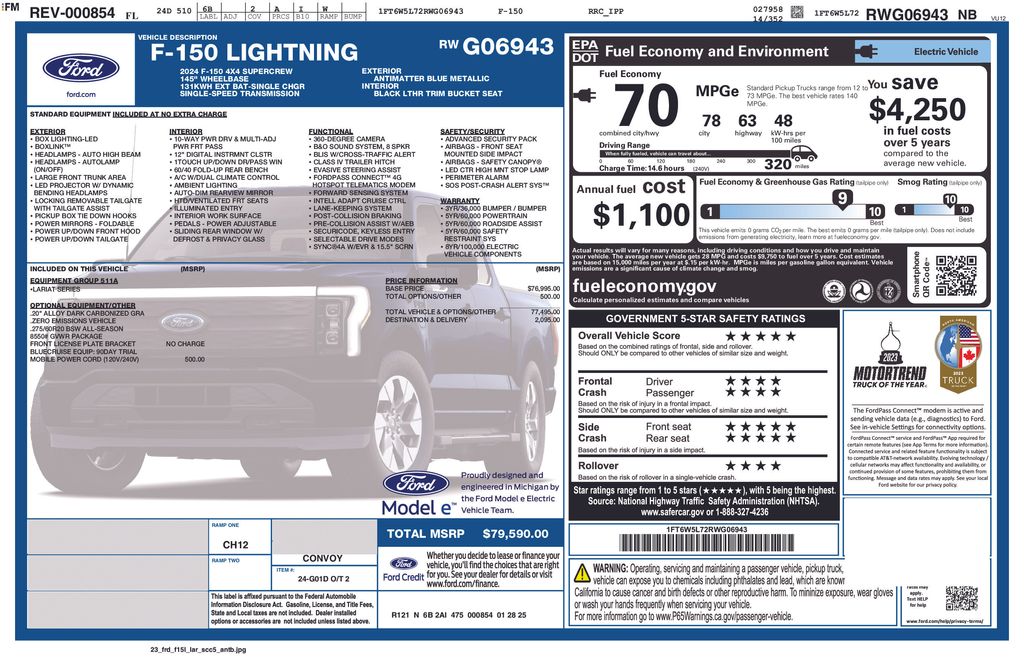 Certified Used 2024 Blue Ford Lariat image 2