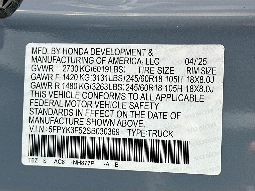 2025 Honda Ridgeline RTL 23