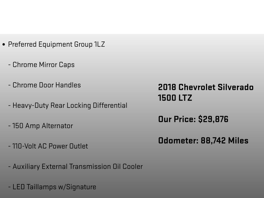 2018 Chevrolet Silverado 1500 LTZ White at Phil Fitts Ford