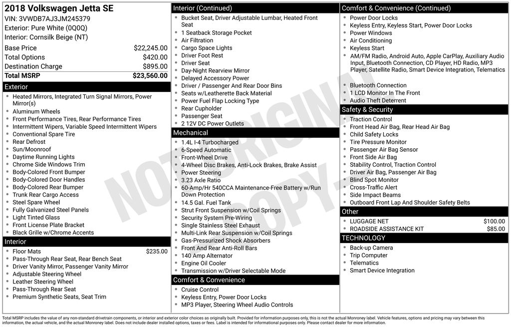 Used Car 2018 Volkswagen Jetta  1.4t Se For Sale Under $12,000 In Austin, Texas