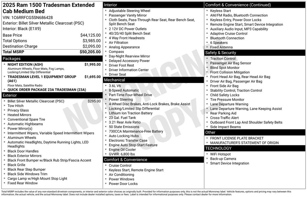 2025 Ram 1500 Tradesman Quad Cab 4x4 6'4" Box
