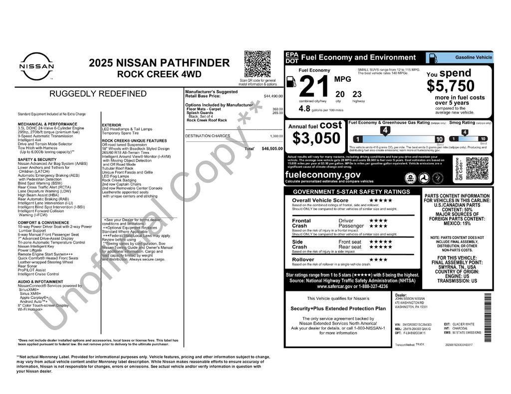 2025 Nissan Pathfinder Rock Creek White at South Hills Kia