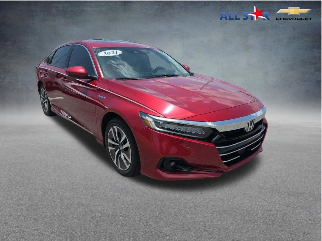 Red 2021 Honda Accord Hybrid Sedan Front-Wheel Drive Continuously Variable Transmission