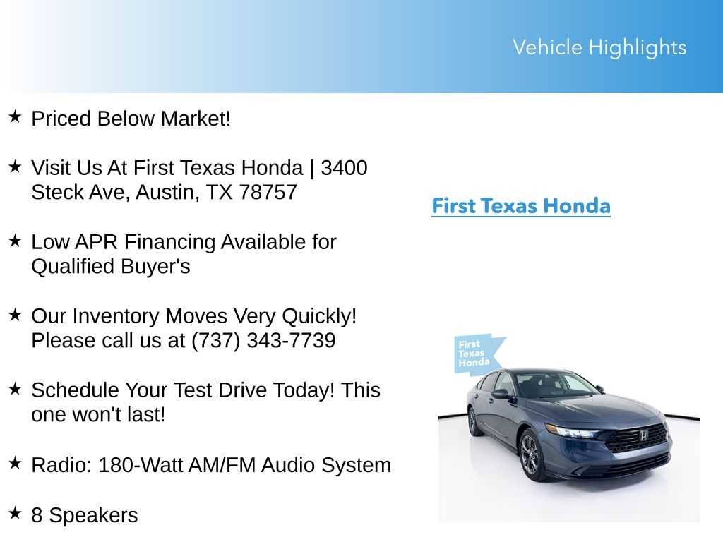 Used Car 2023 Honda Accord  Ex For Sale Under $25,000 In Austin, Texas