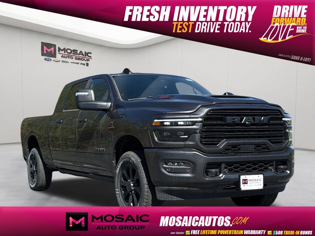 Gray (Granite Crystal Metallic Clearcoat) 2026 RAM 3500 Laramie Mega Cab 4WD Pickup Truck Four-Wheel Drive 8-Speed Automatic