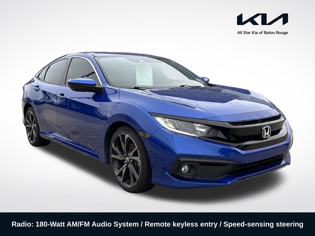 Aegean Blue Metallic 2020 Honda Civic Sedan Front-Wheel Drive Continuously Variable Transmission