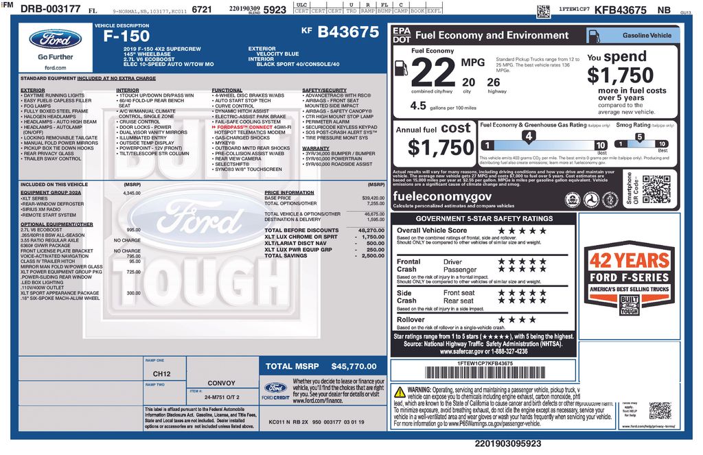 Used 2019 Blue Ford XLT image 2