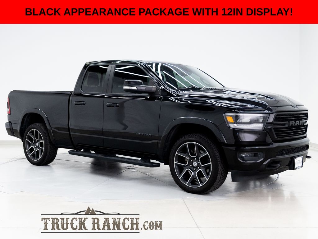Diamond Black Crystal Pearlcoat 2019 RAM 1500 Laramie Quad Cab 4WD Pickup Truck Four-Wheel Drive 8-Speed Automatic