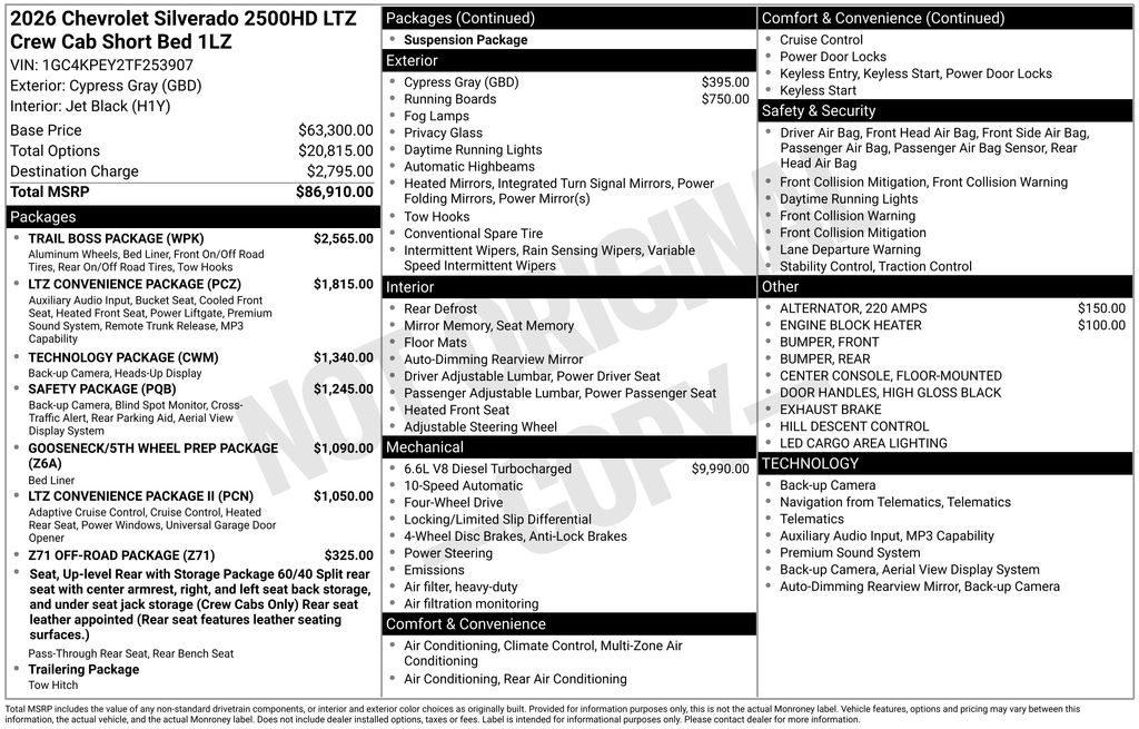 2026 Chevrolet Silverado 2500HD LTZ Gray at Bob Mills Chevrolet