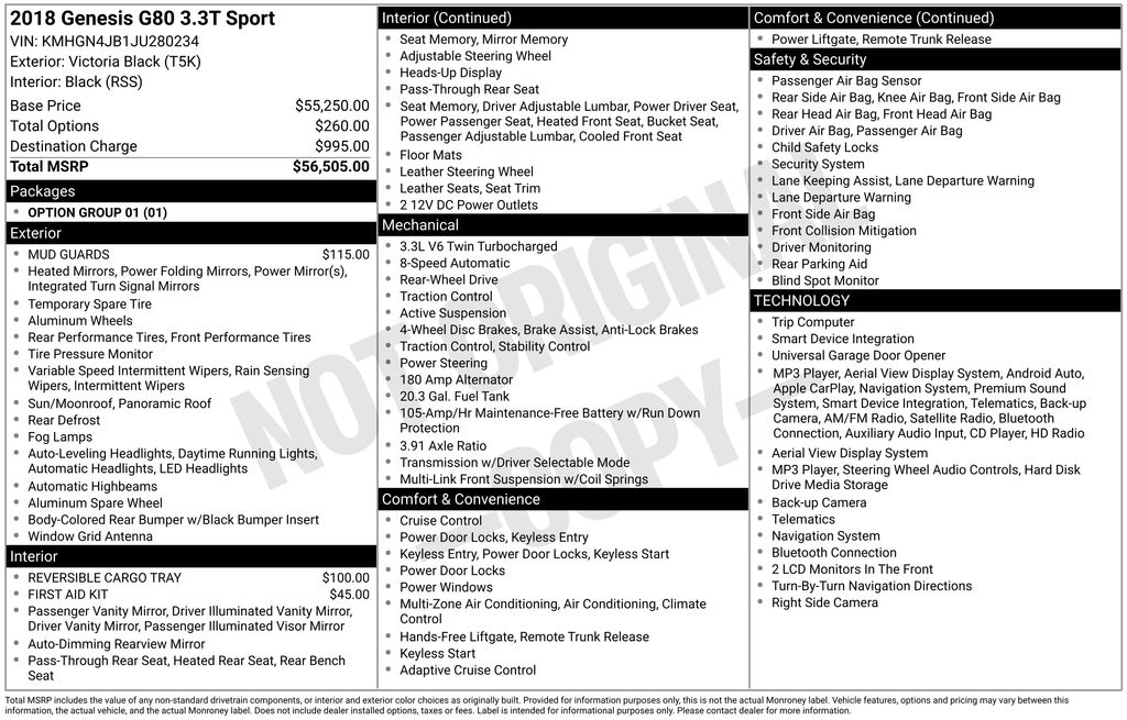 Certified Used 2018 Black Genesis 3.3T Sport image 5