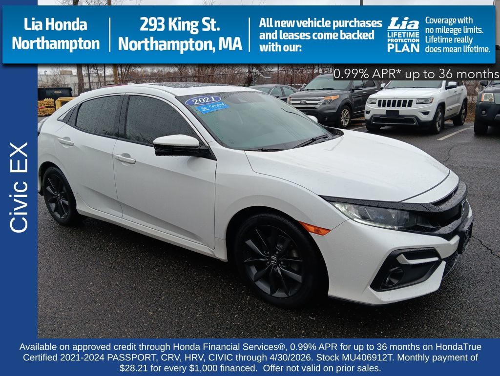 Platinum White Pearl 2021 Honda Civic Hatchback EX FWD Hatchback Front-Wheel Drive Continuously Variable Transmission