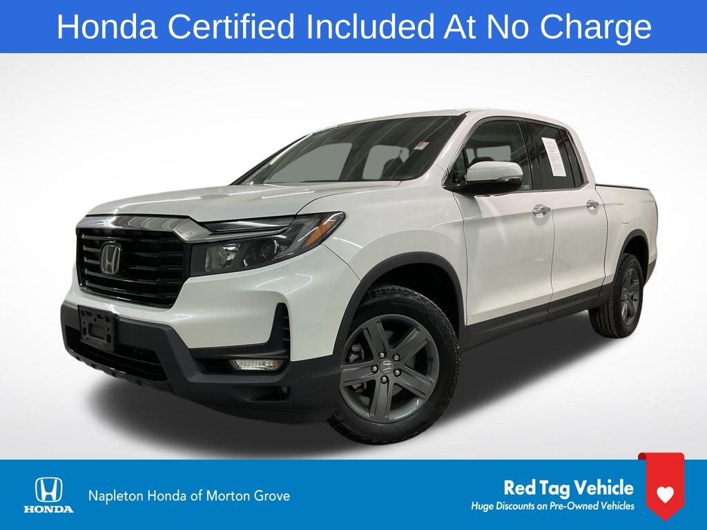 Platinum White 2023 Honda Ridgeline Pickup Truck All-Wheel Drive 9-Speed Automatic