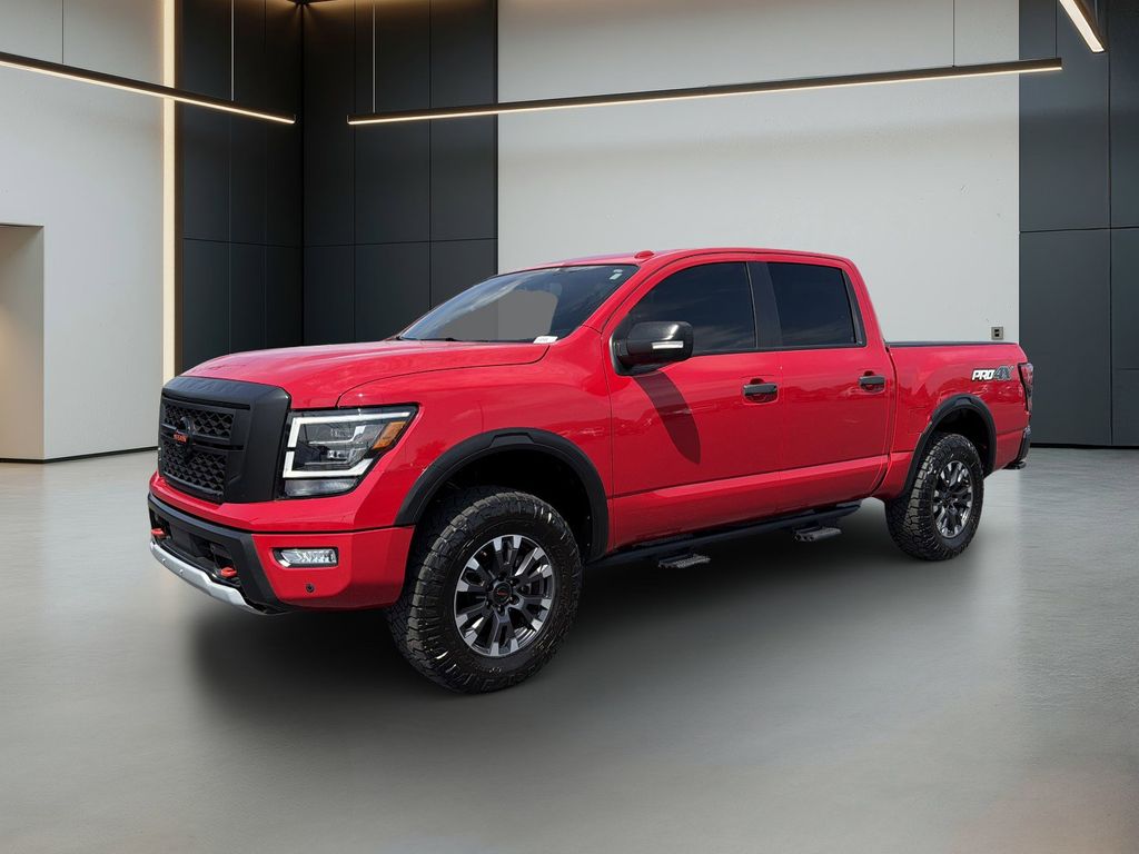 Red Alert 2021 Nissan Titan PRO-4X Crew Cab 4WD Pickup Truck Four-Wheel Drive 9-Speed Automatic