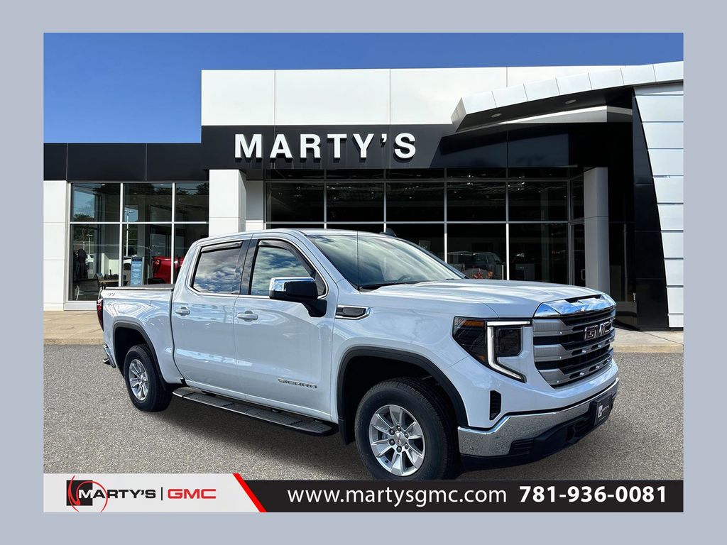 Summit White 2024 GMC Sierra 1500 SLE Crew Cab 4WD Pickup Truck Four-Wheel Drive 8-Speed Automatic