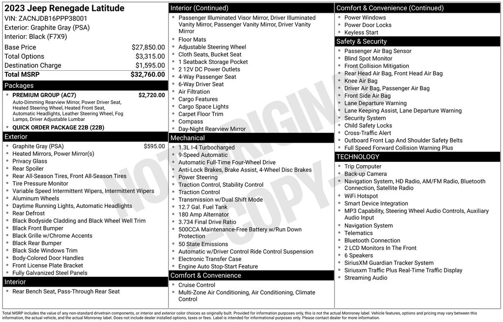 2023 Graphite Gray Jeep Renegade Latitude 4X4 SUV