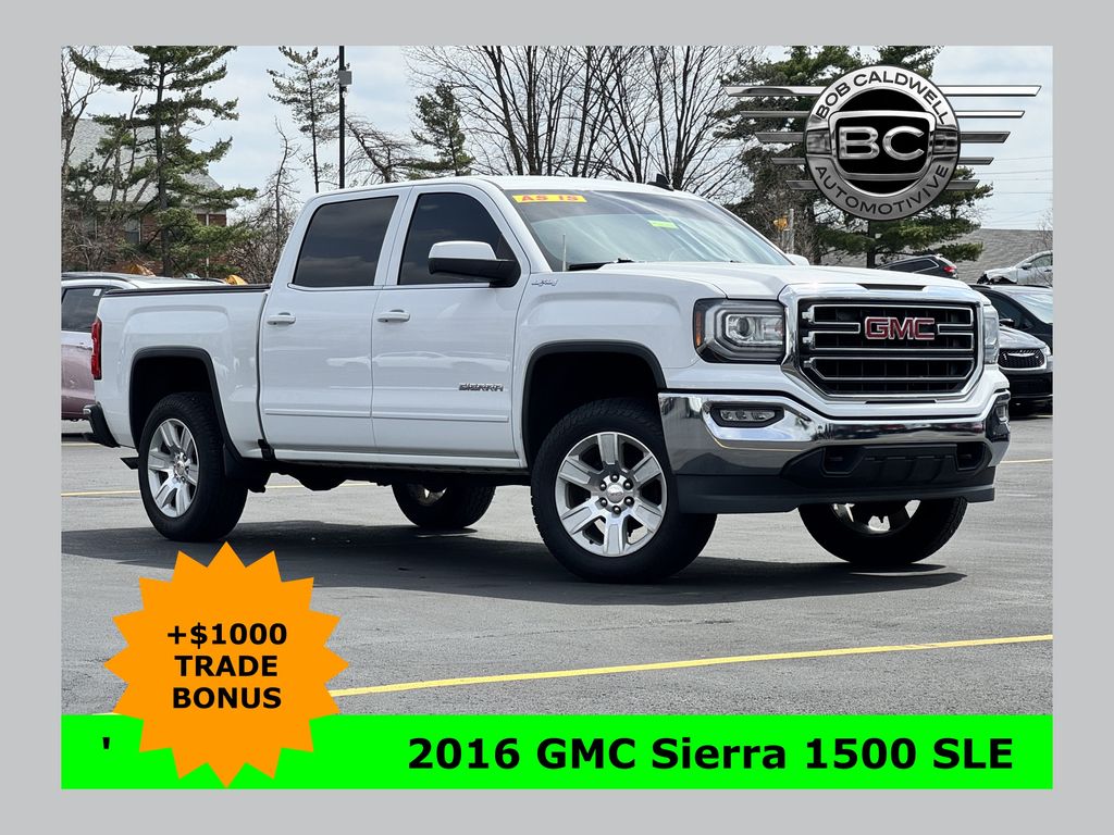Summit White 2016 GMC Sierra 1500 SLE Crew Cab 4WD Pickup Truck Four-Wheel Drive 6-Speed Automatic Overdrive