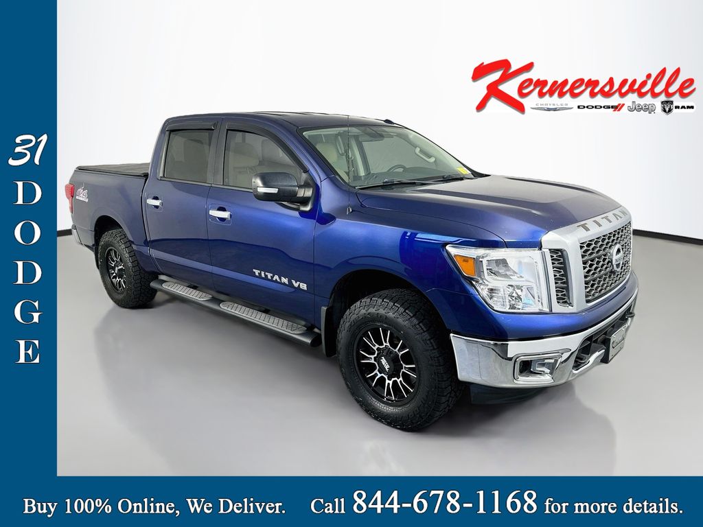 Deep Blue Pearl 2018 Nissan Titan Pickup Truck Four-Wheel Drive 7-Speed Automatic