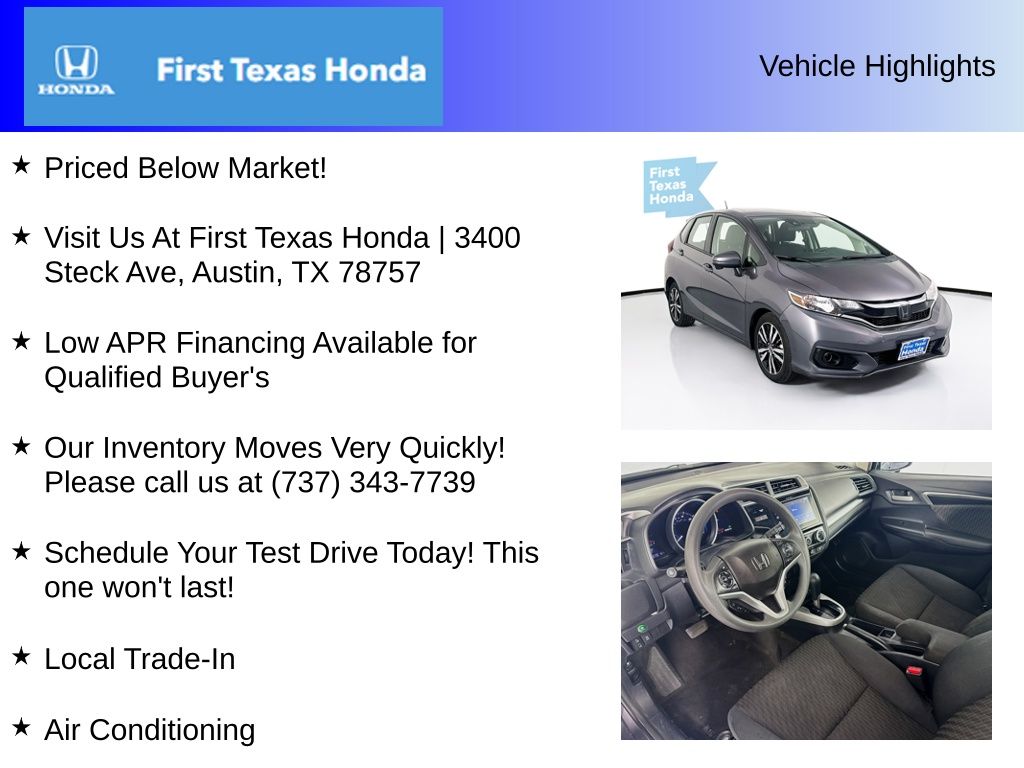 Used Car 2019 Honda Fit  Ex For Sale Under $10,000 In Austin, Texas