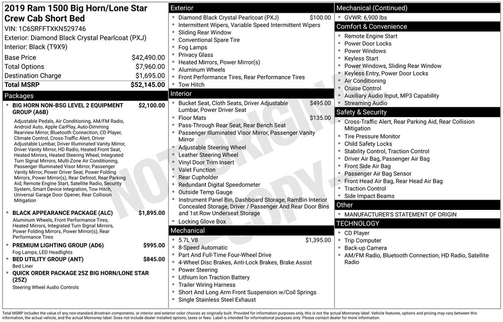 2019 Ram 1500 Big Horn/Lone Star Crew Cab 4x4 5'7" Box