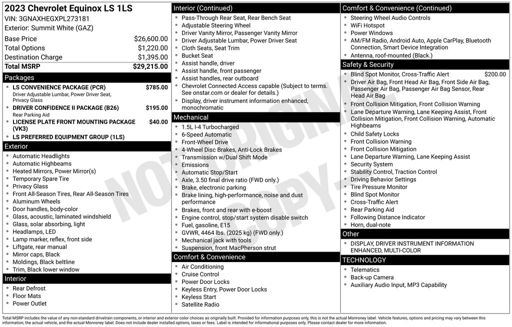 2023 Chevrolet Equinox LS White at Matthews Motors of Wilmington
