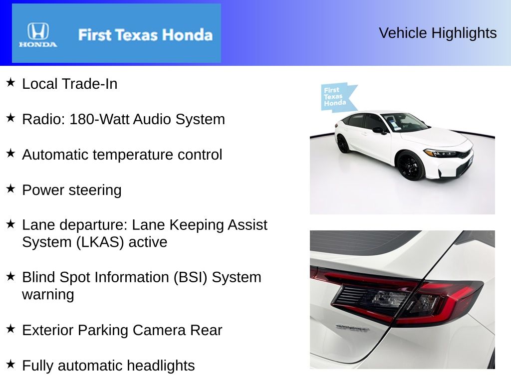 Used Car 2025 Honda Civic  Sport For Sale Under $30,000 In Austin, Texas