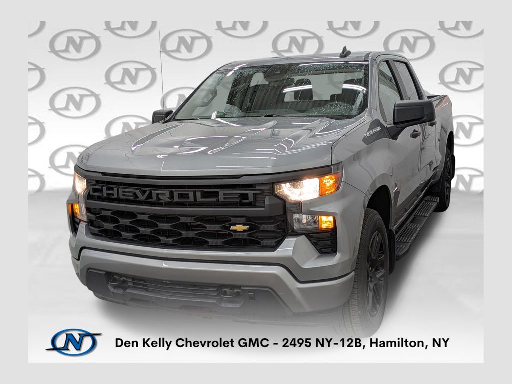 Sterling Gray Metallic 2024 Chevrolet Silverado 1500 Custom Crew Cab 4WD Pickup Truck Four-Wheel Drive 8-Speed Automatic