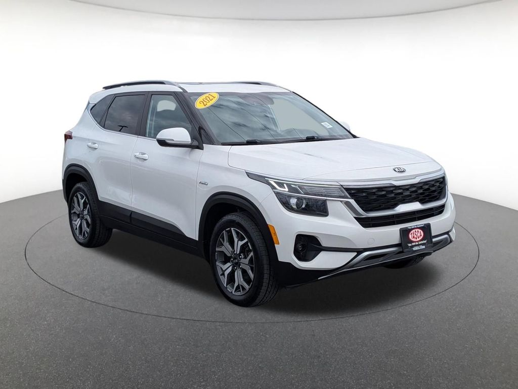 Snow White Pearl 2021 Kia Seltos EX AWD SUV / Crossover All-Wheel Drive Continuously Variable Transmission