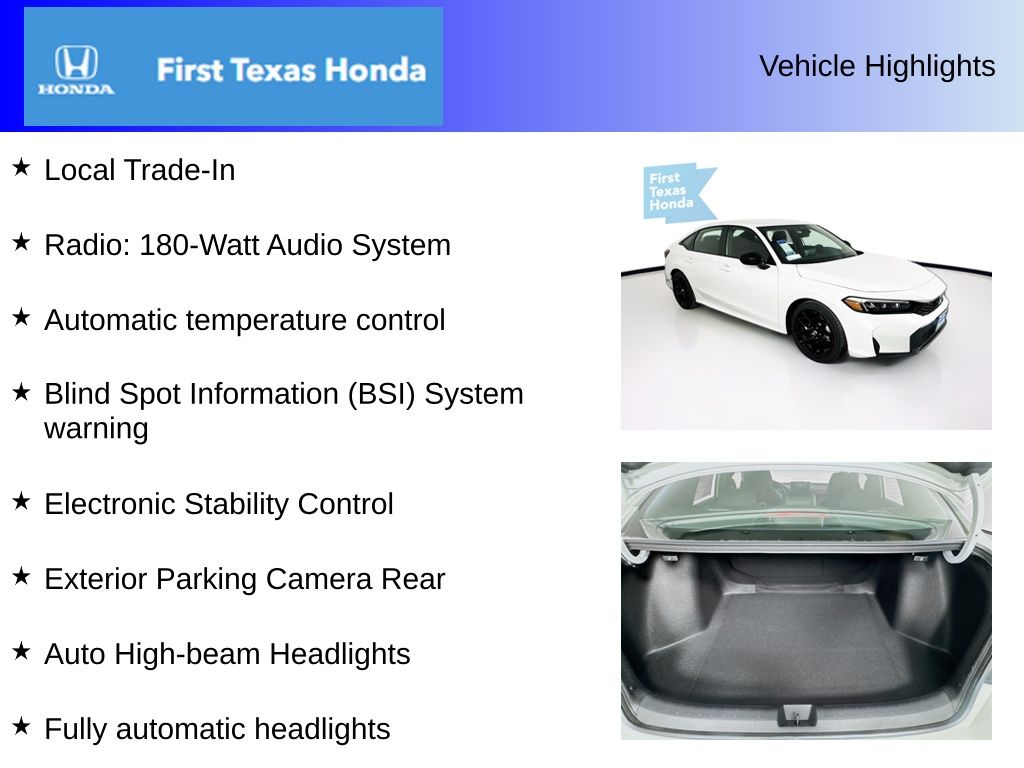 Used Car 2025 Honda Civic  Sport For Sale Under $30,000 In Austin, Texas