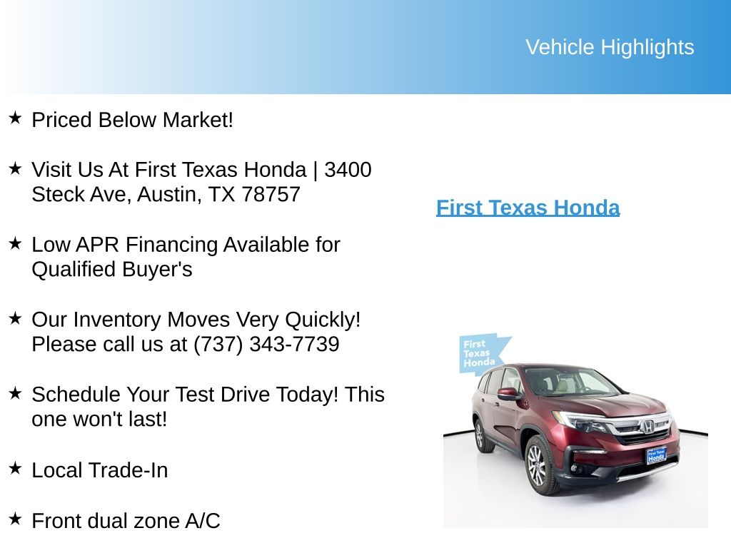 Used Car 2021 Honda Pilot  Ex For Sale Under $20,000 In Austin, Texas