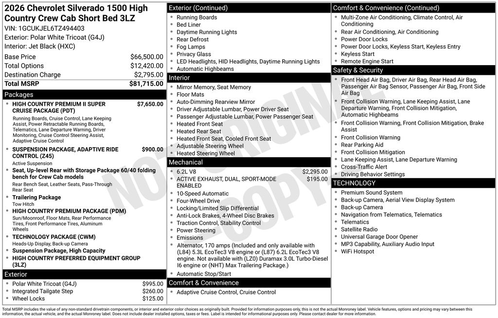 New 2026 White Chevrolet High Country image 2