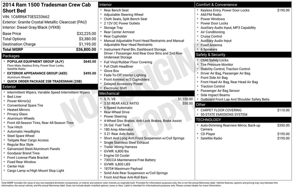 2014 Granite Crystal Metallic Clearcoat Ram 1500 Tradesman RWD Truck
