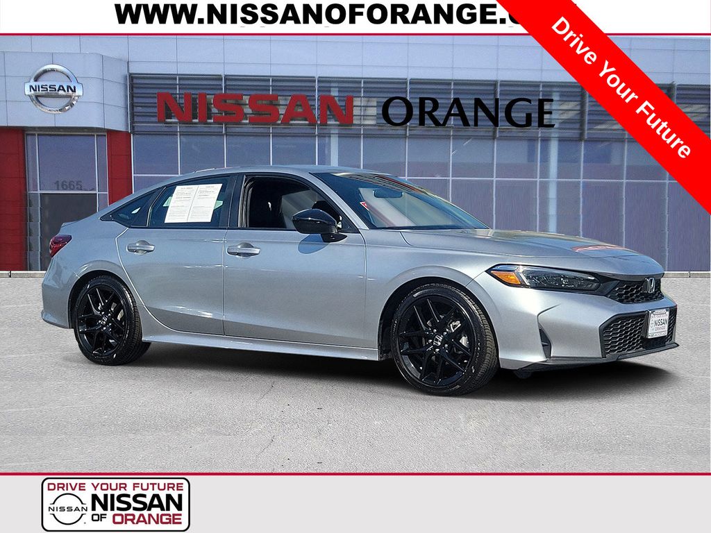 Silver 2025 Honda Civic Sport FWD Sedan Front-Wheel Drive Continuously Variable Transmission