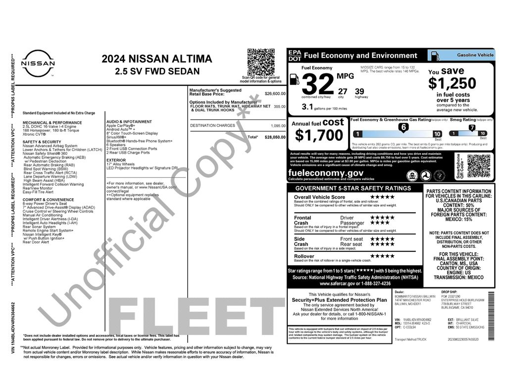 Used Car 2024 Nissan Altima  2.5 Sv For Sale Under $20,000 In Austin, Texas