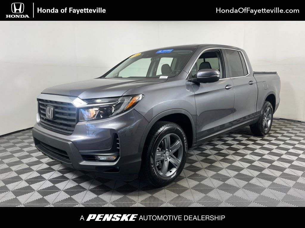 Gray (Modern Steel Metallic) 2023 Honda Ridgeline Pickup Truck All-Wheel Drive 9-Speed Automatic