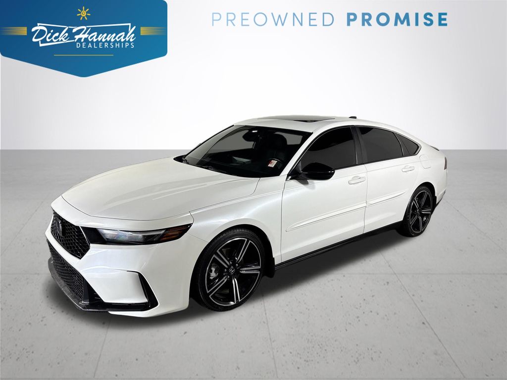 White 2023 Honda Accord Hybrid Sport FWD Sedan Front-Wheel Drive Continuously Variable Transmission
