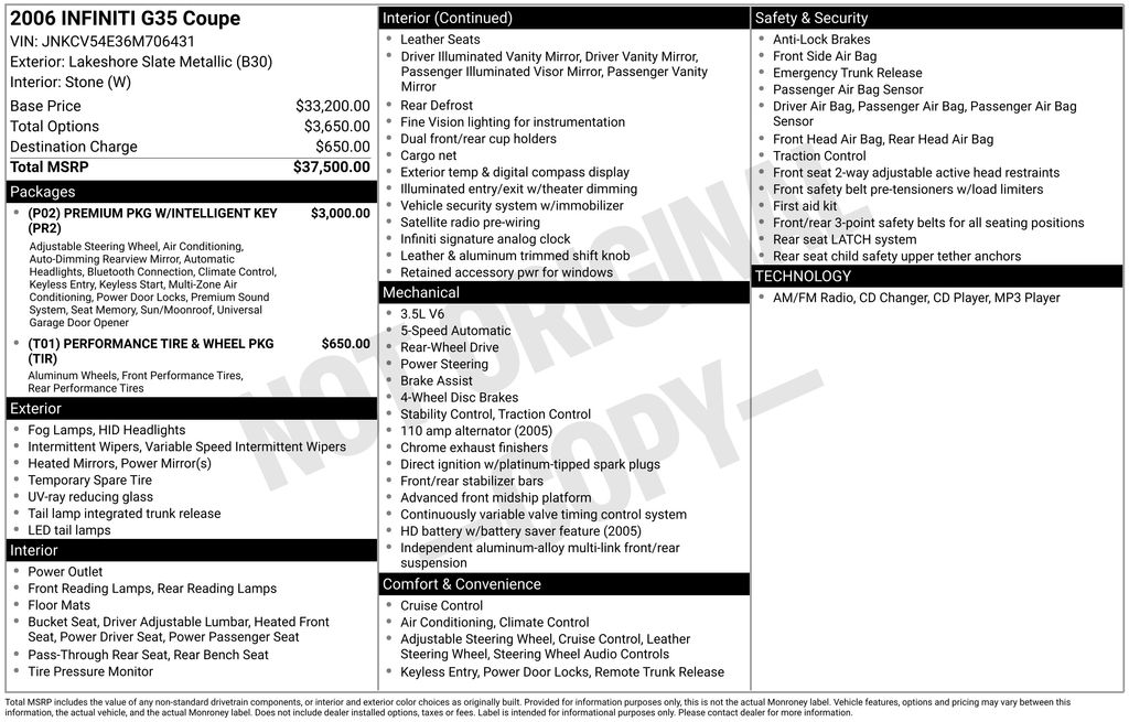 Used 2006 Blue INFINITI Base image 2